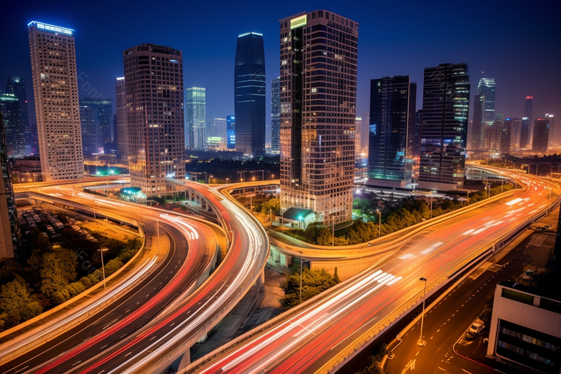 现代城市建筑街道灯光夜景,高清,摄影图,摄影图片,图片大全,摄影图免费下载